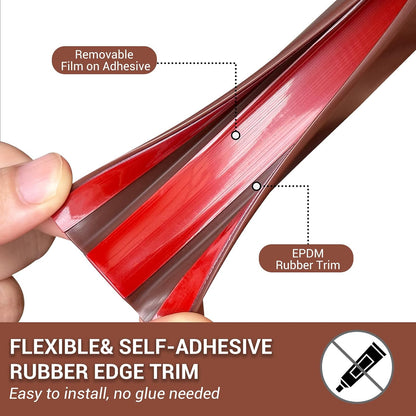 Slimline Cabinet Door Edge Protector, 3/4" Self Adhesive Peel and Stick Rubber Edge Guards, Flexible U Shaped Strips for Kitchen & Garbage Drawer Fronts, Edge Trims for Desks and Shelfves, Black, 10Ft