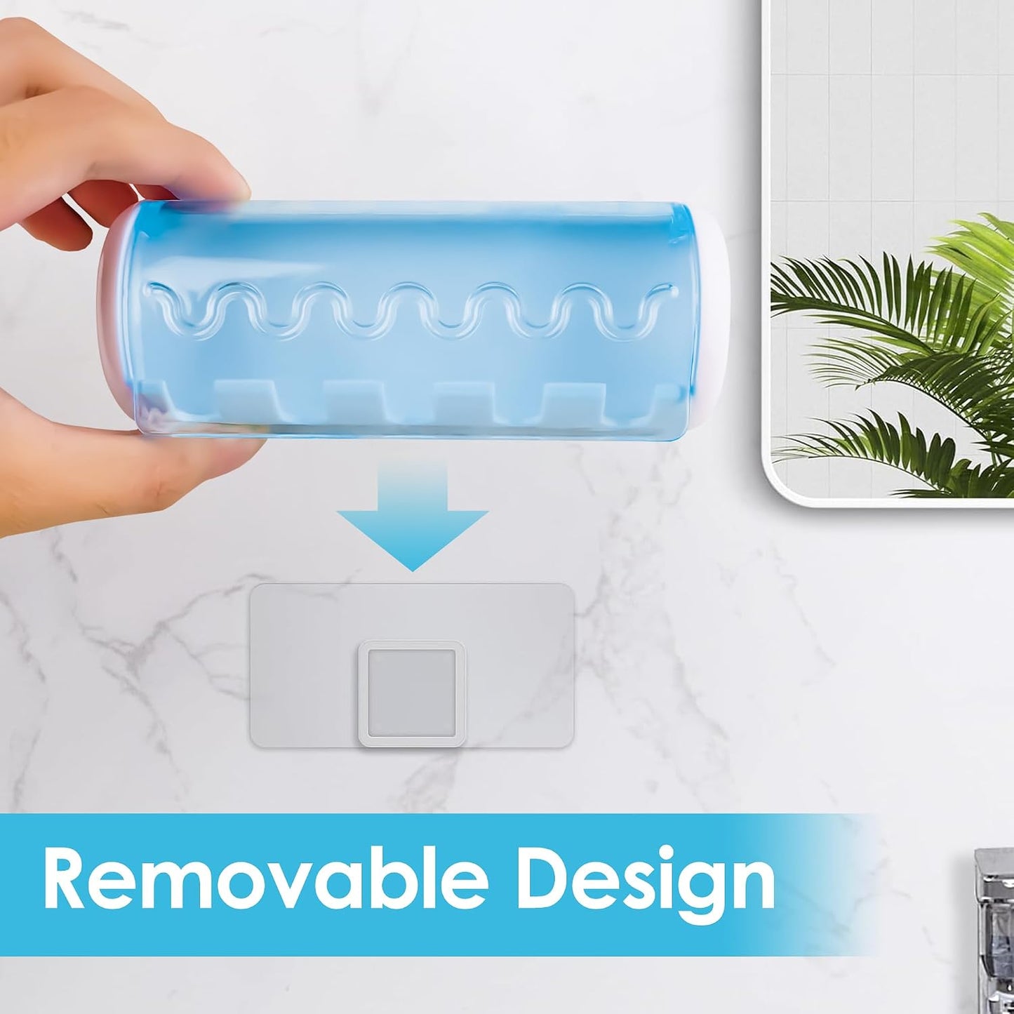 1 PCS Self Adhesive Toothbrush Holder with Cover for Bathroom, 5-Slot Wall Mounted Toothbrush Organizer Rack for Shower, Dorm, Cabinet