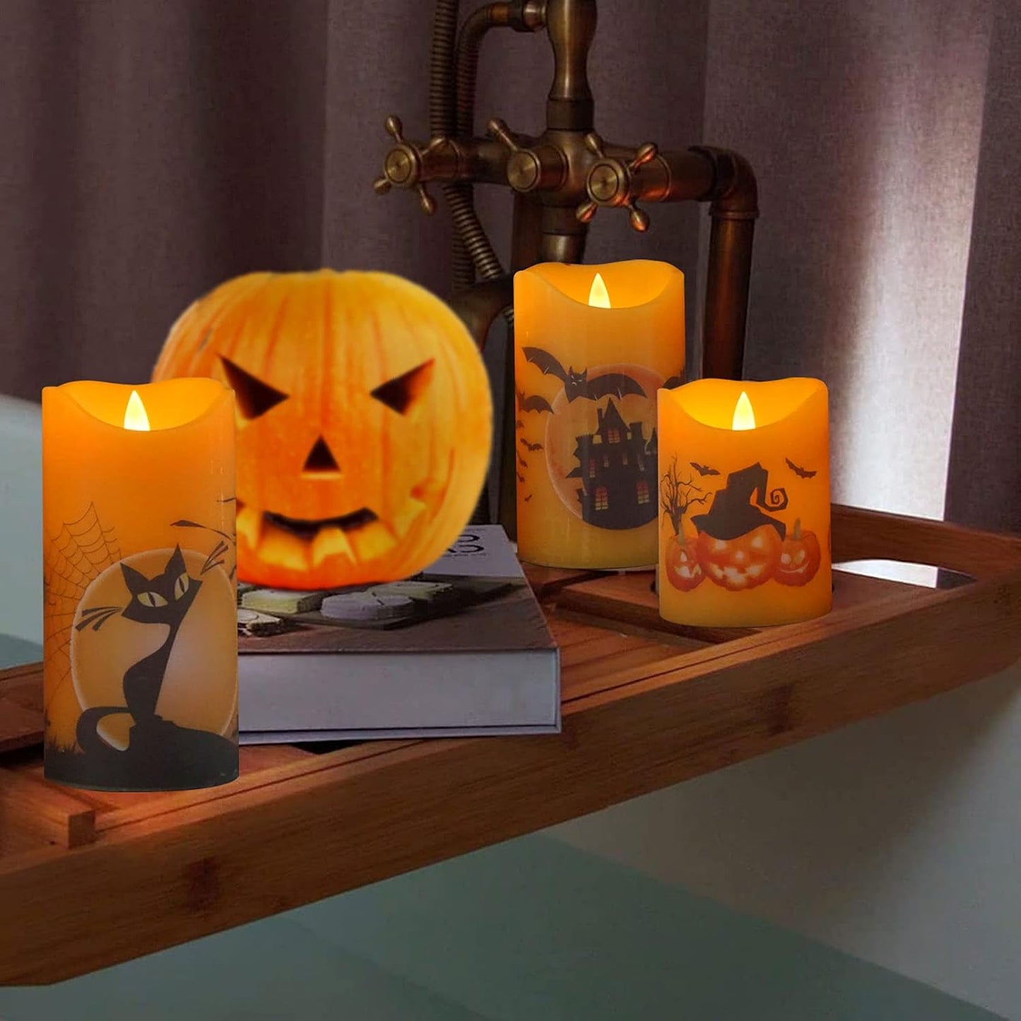 Battery Operated Flameless Candles with Remote Timer Real Wax Realistic Bright Flicker Flickering Electric Electronic LED Pillar Lights Home Wedding Party Decorations Set of 3 Rustic Texture Gray Grey