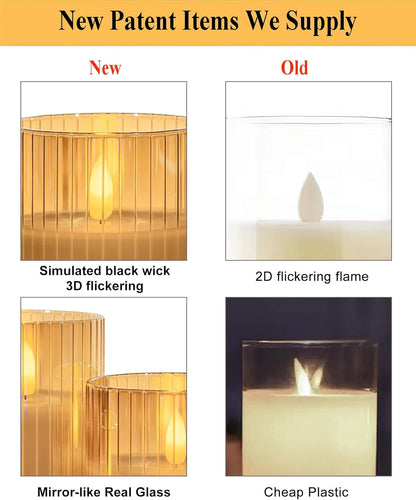 ANGELLOONG Flickering Flameless Candles, Realistic Battery Operated Candles with Remote and Timer, Set of 3 LED Candles for Room Fall Home Wedding Decor Centerpieces Table Party Valentines Decorations