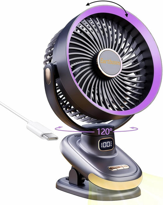 Auto Rotating Oscillating Fan for Bedroom,Portable USB Rechargeable Desk Fans Small Quiet, 5 Speed Mini Table Fan for Office,Clip on Fan for Bed,Cooling Fans for rooms,Vintage Fans for living room