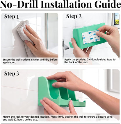 Soap Holder for Shower Wall, 3-Compartment Soap Dish for Shampoo, Conditioner and Body Soap, Fast Draining & Rust-Proof & Heavy Duty, Ultra-Strong Adhesive for Long-Term Bathroom Use & Freestanding