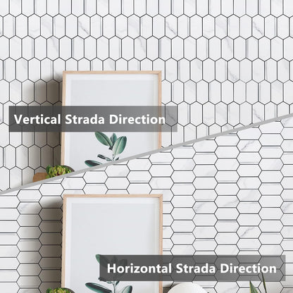 Vamos Tile Long Hexagon Peel and Stick Backsplash Tile - 10 Sheets Stick on Backsplash for Kitchen and Bathroom 12.4 x 12 Inch Glossy Wood Grain PVC Self Adhesive Mosaic Wall Tiles