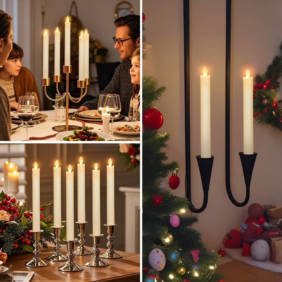 LEDHOLYT Rechargeable Flameless Glass Pillar Candles–Gifts for Women,–Set of 3, Realistic Flickering LED Light,Remote & Timer, Ideal for Living Room, Bedroom & Festival Wedding Home Party Decor