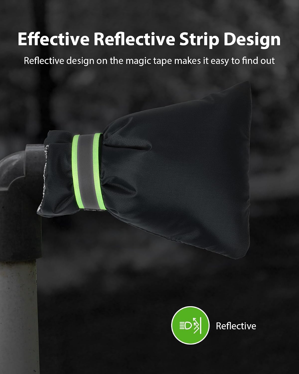Outdoor Faucet Covers for Winter Freeze Protection, Kanosan 8.3"H X 6.7"W Thickened Reflective Outside Spigots Covers Hose Bib Insulated Sock for Winter Cold Weather, 2 Pack Black
