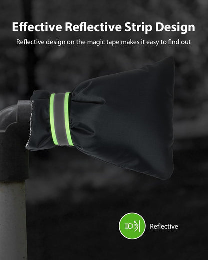 Outdoor Faucet Covers for Winter Freeze Protection, Kanosan 8.3"H X 6.7"W Thickened Reflective Outside Spigots Covers Hose Bib Insulated Sock for Winter Cold Weather, 2 Pack Black