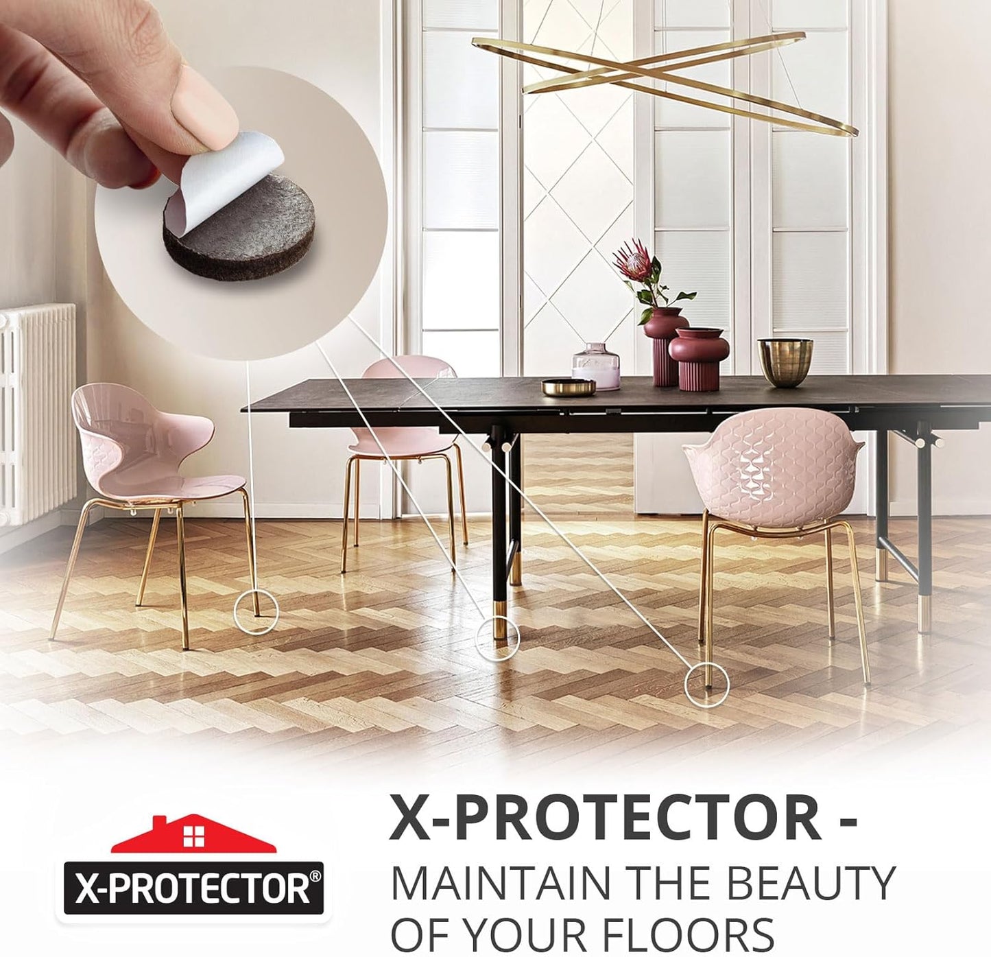 X-Protector Premium Felt Furniture Pads - 20 PCS 6 x 1/2" - Black Rectangular Pads with Tenacious Adhesive - Protects Hardwood, Laminate & Tile Floors