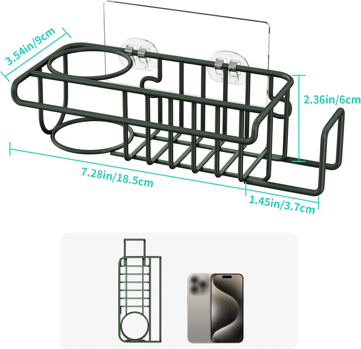 HapiRm 4 in 1 Sink Caddy Sponge Holder, SUS304 Stainless Steel Kitchen Brush Holder and Dish Cloth Hanger, Kitchen Organizers and Storage Essentials - Silver