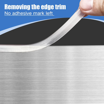 Clear Rubber Edge Trim, Self-Adhesive Silicone Edge Trim, Edge Protector for Sheet Metal, Glasses or Flexi Glasses, Silicone Rubber Material, Transparent Color, Fit 1/4"(6mm), U Channel Edge Guard