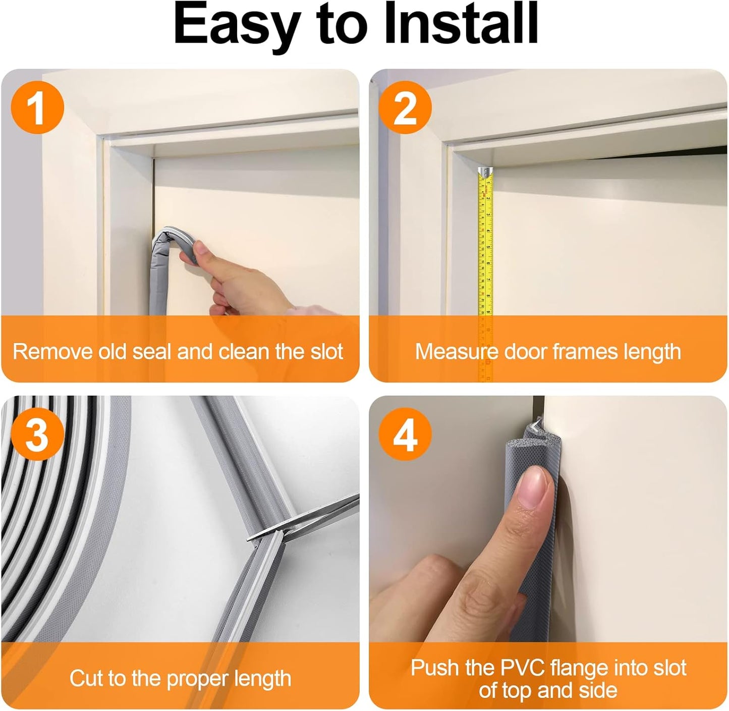 40FT Kerf V‑Shaped Weather Stripping Door Seal, Press‑in Seal for Pre‑Cut Slot Doors, Not Self‑Adhesive, Soundproof Draft Blocker for Exterior Front Doors, Fits Large Gaps, Easy DIY Install (White)