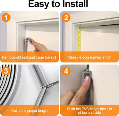 40FT Kerf V‑Shaped Weather Stripping Door Seal, Press‑in Seal for Pre‑Cut Slot Doors, Not Self‑Adhesive, Soundproof Draft Blocker for Exterior Front Doors, Fits Large Gaps, Easy DIY Install (White)