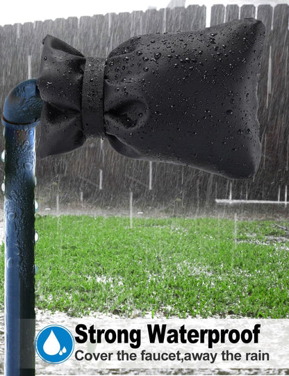 Wohohoho Outdoor Faucet Cover for Winter, 2 Packs Pro 10" H x 7" W Black Outside Freeze Protection, Reusable Waterproof Insulated Spigot Cover, Thickened Garden Faucet Socks Hose Bibs