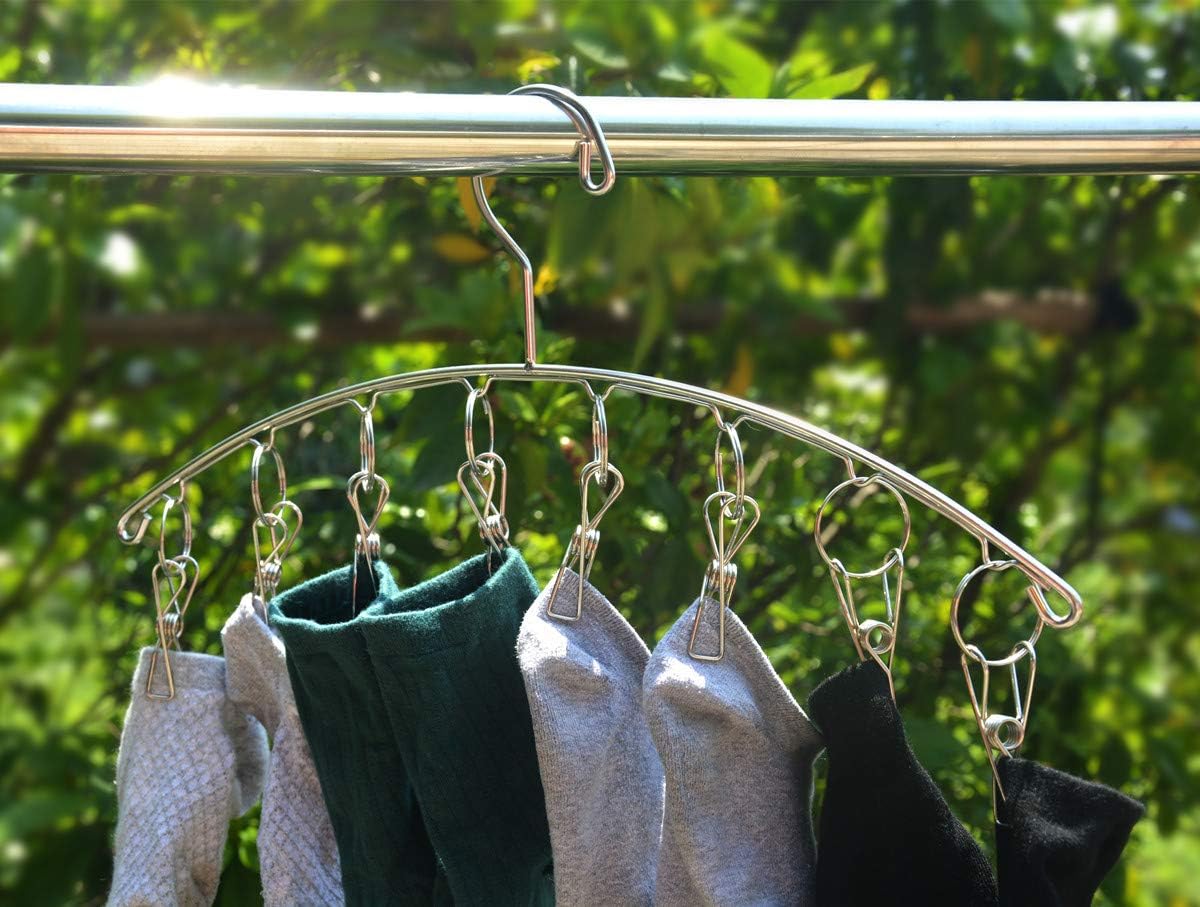DurReus Reusable Stainless steel Drying Rack Laundry Drip Hanger 8 Clips Closet Organizer for Hanging Lingerie,Underwear,Clothes Disapers,Mitten,Socks,Hats,Bras,Skirts,Scaf