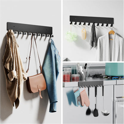 GTK Key Holder for Wall, Key Hooks with 10 Hooks, Wall Mounted Key Holder for Hallway, Self Adhesive Key Rack(White)