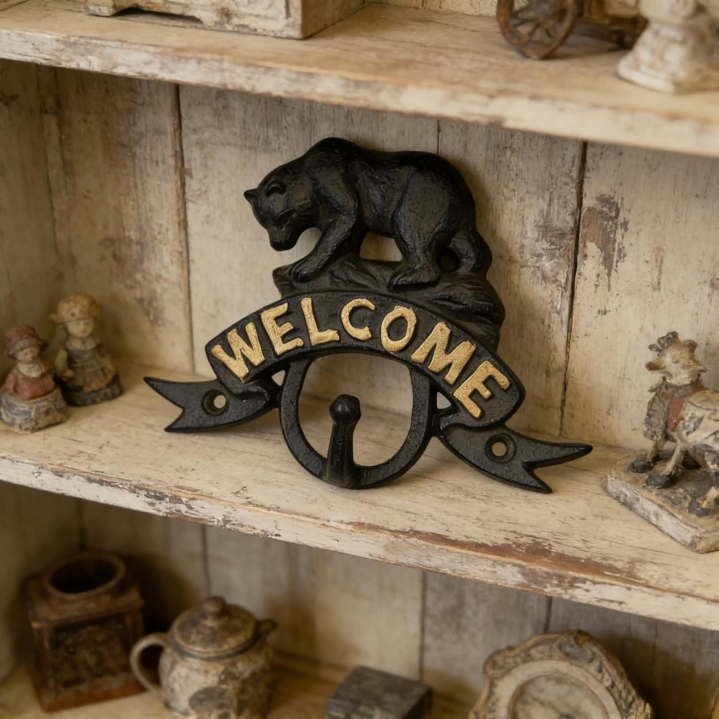 Coat Hooks Wall Mounted, Rustic Bat Key Hook Holder, Heavy Duty Decorative Black Wall Hooks for Mudroom, Towels, Hat Rack, Purse Hooks, Cast Iron Decorative ‎Antique Black Hooks