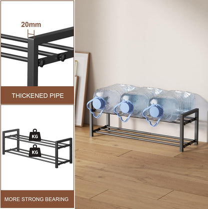 2 Tier Shoe Rack - Expandable Shoe Organizer for Closet, Adjustable Metal Shoe Shelf Storage, Stackable Long Shoe Stand Holder for Garage, Entryway, Door Entrance