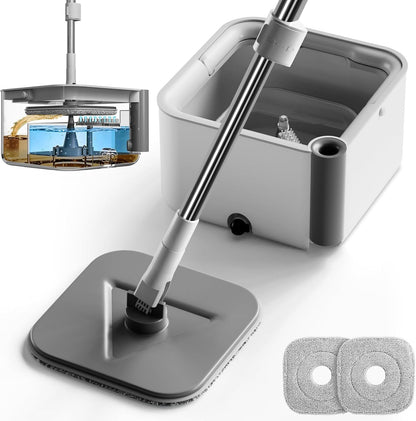 Spin Mop Bucket System,Masthome Pedal Spin Mop and Bucket with Wringer Set,EasyWring Microfiber Mop with 3 Mop Pads,360°Spinning Floor Cleaning System - Home & Office Suitable