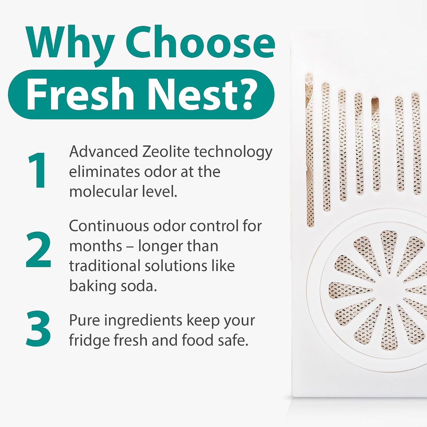 Refrigerator Deodorizer with Zeolites (2-Pack) - Odor Eliminator for Fridge & Freezer - Outshines Baking Soda and Bamboo Charcoal Bags - Long-Lasting, & Safe