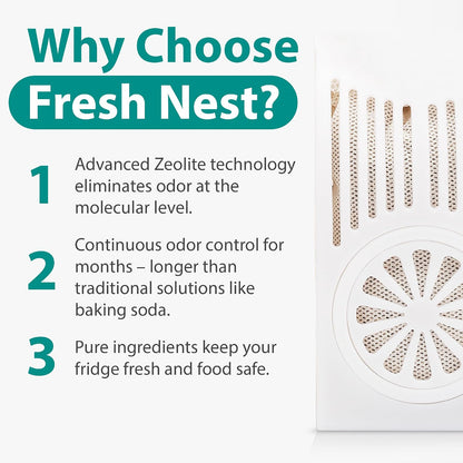 Refrigerator Deodorizer with Zeolites (2-Pack) - Odor Eliminator for Fridge & Freezer - Outshines Baking Soda and Bamboo Charcoal Bags - Long-Lasting, & Safe