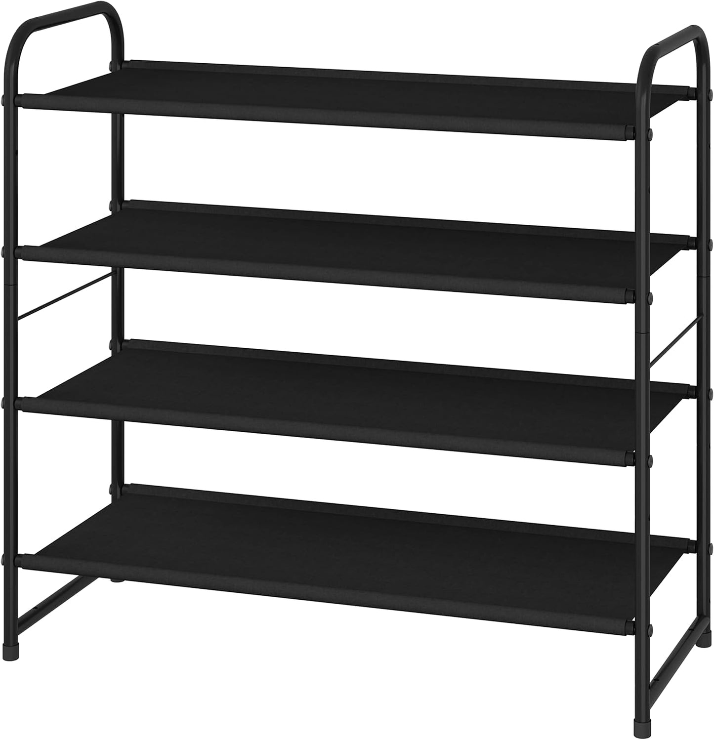 Simple Trending 3-Tier Stackable Shoe Rack, Expandable & Adjustable Shoe Shelf Storage Organizer, Wire Grid, Black