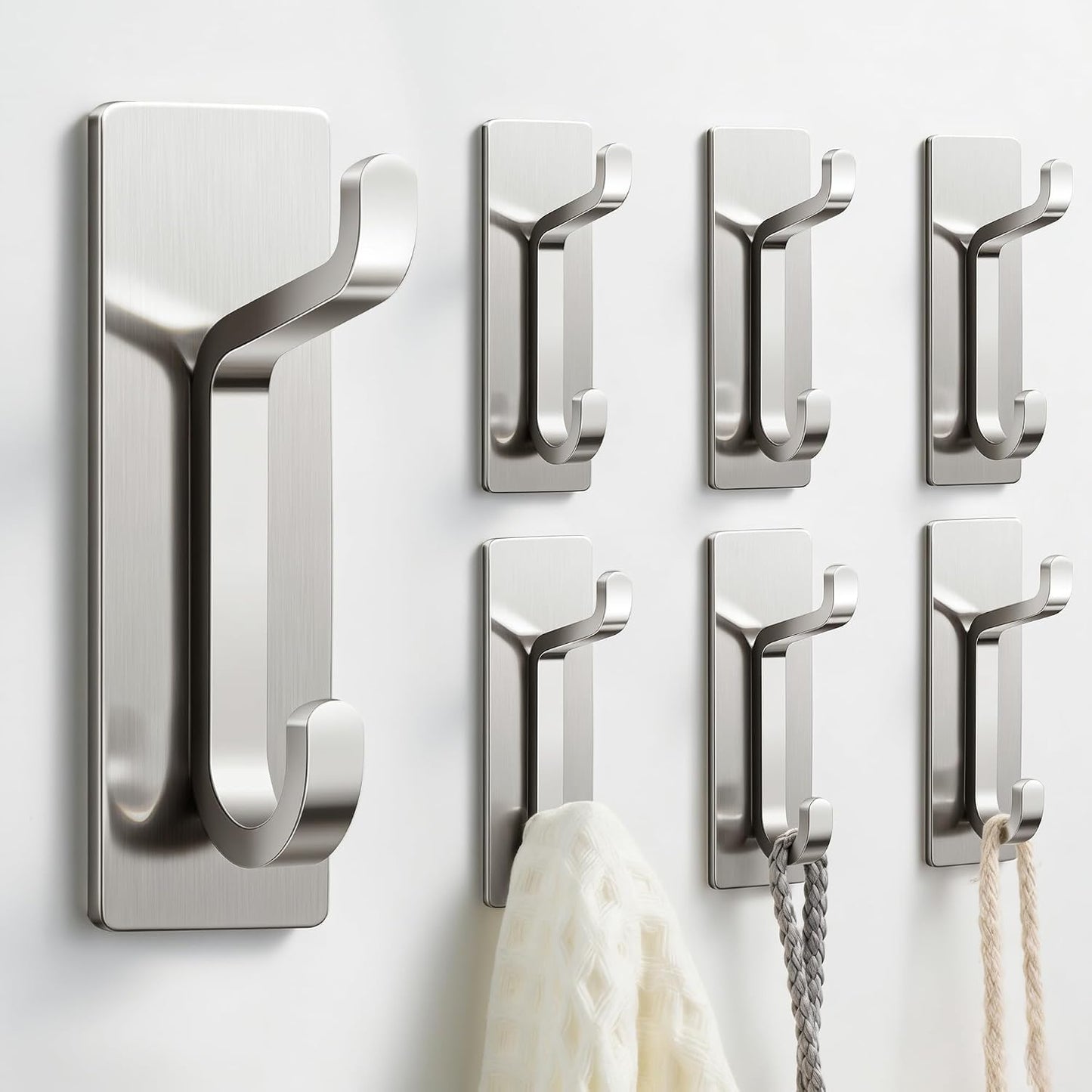 pickpiff Wall Hooks for Coat and Towel: 13LB Strong Adhesive Door Hanger Stick on, White 4 Pack