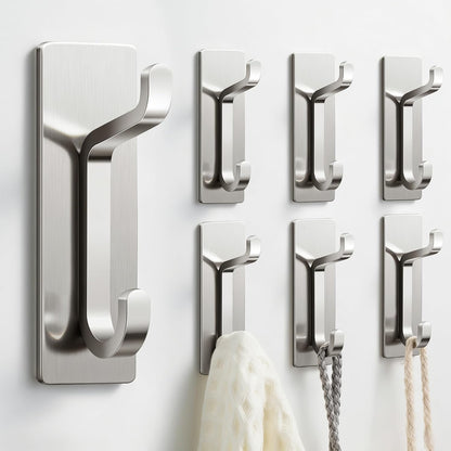 pickpiff Wall Hooks for Coat and Towel: 13LB Strong Adhesive Door Hanger Stick on, White 4 Pack
