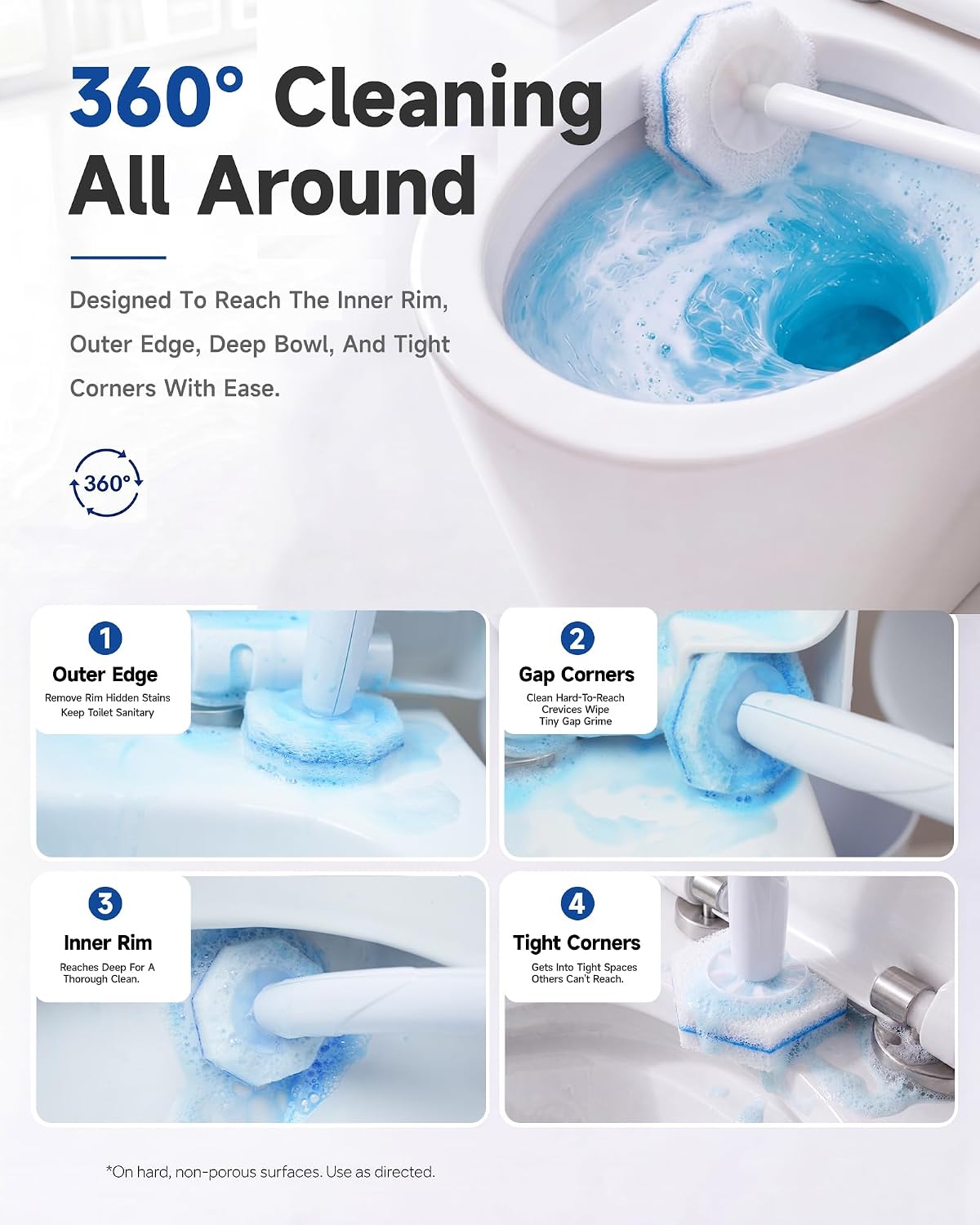 20 Count Toilet Wand Refills for Clorox, 5X Cleaning Power Toilet Bowl Cleaners & High-Density Disposable Toilet Scrubber Refill - No Falling Apart, Instant Foam for Bathroom Cleaning