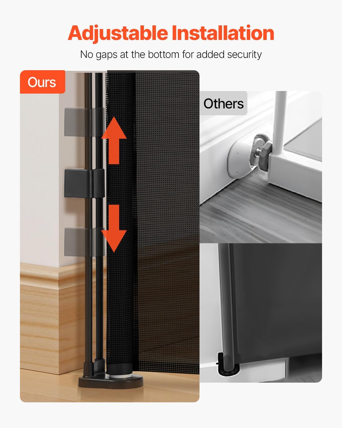 VEVOR Retractable Baby Gate, 34 inch Tall, Extends up to 71 inch Wide, Retractable Gate for Kids or Pets, Mesh Material, Easy to Install for Indoor Stairs, Doorways, Hallways, Playrooms, Gray