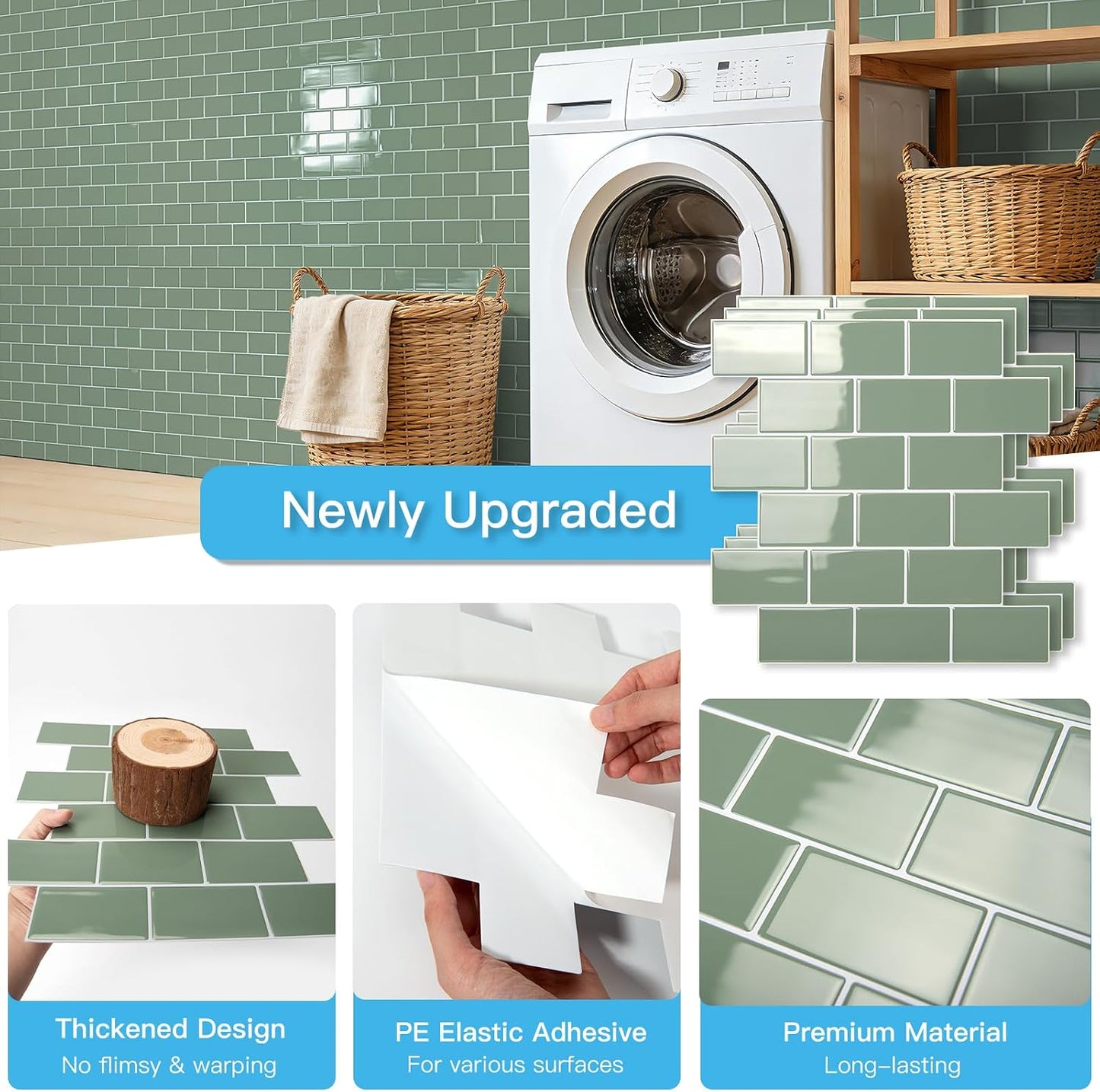 Art3d Peel and Stick Backsplash for Kitchen White Subway (10 Tiles, Thicker Design)