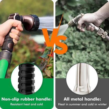 RESTMO Heavy Duty Hose Nozzle, Metal Garden Water Hose Sprayer with 7 Watering Patterns, Thumb Control, On Off Valve, High Pressure Nozzle Sprayer for Watering Plants, Car and Pet Washing, Bronze