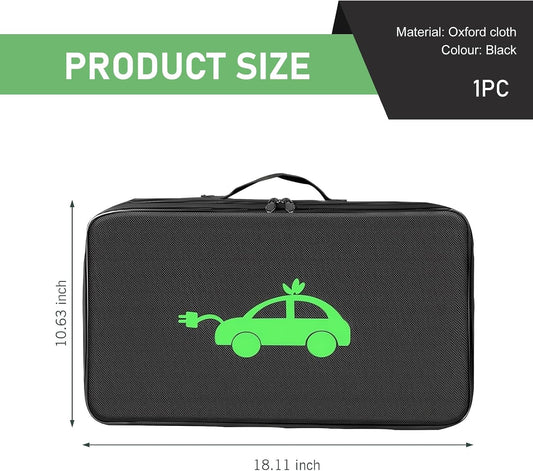 Car Tools Cable Bag, Waterproof Oxford Cloth Jumper Cable Bag, Portable EV Charger Storage Organizer, Cords Hoses Organizer with Handle for Car Trunk, Universal for Most Cars (Round)