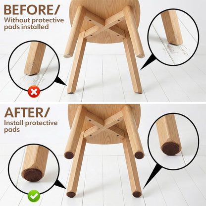 96 Pcs Chair Felt Pads 1/2 Inch Felt Pads for Chair Legs Brown Cabinet Door Pad Self Adhesive Round Felts Feet Protector Felts Bumpers for Table Chairs Sofa Furniture Kitchen Cabinet Doors