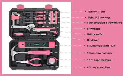 Apollo Tools Original 39 Piece General Household Tool Set in Toolbox Storage Case with Essential Hand Tools for Everyday Home Repairs, DIY and Crafts Red/Black - DT9706
