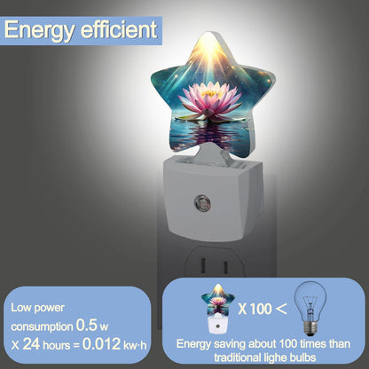 Lavender Butterfly Nightlight,Summer Flowers Star Night Lights Plug into Wall Decorations for Bedroom Bathroom,Dusk to Dawn Sensor Kitchen Hallway Stairs Energy Efficient Desk Lamp