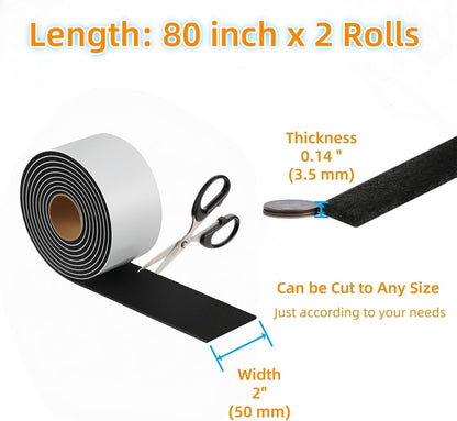 Furnigear Felt Strips with Adhesive Backing Heavy Duty Cuttable Felt Tape Roll Furniture Pads for Chair Legs - Protecting Hardwood Floors, Chair Wall Protector (Black, 80 x 0.5 x 0.14 Inch)