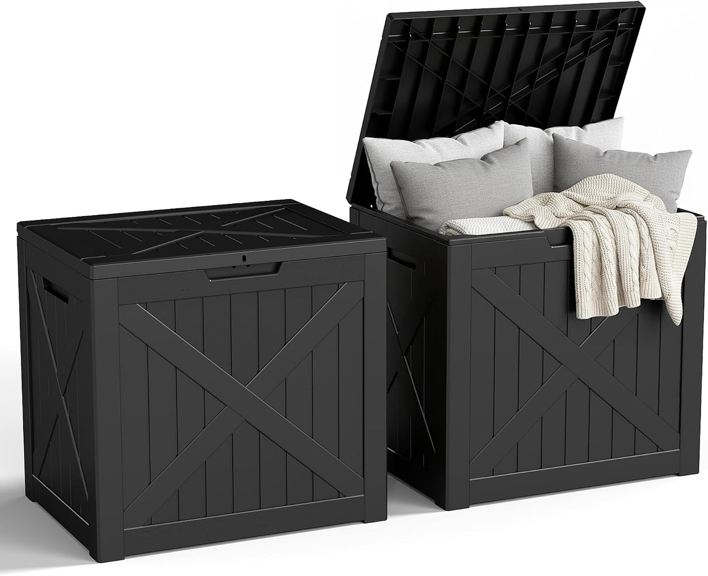 320 Gallon Outdoor Storage Box,Large Waterproof UV Resistant Deck Box,Lockable Storage Container for Patio Furniture Cushions Garden Tools and Pool Accessories(Black)