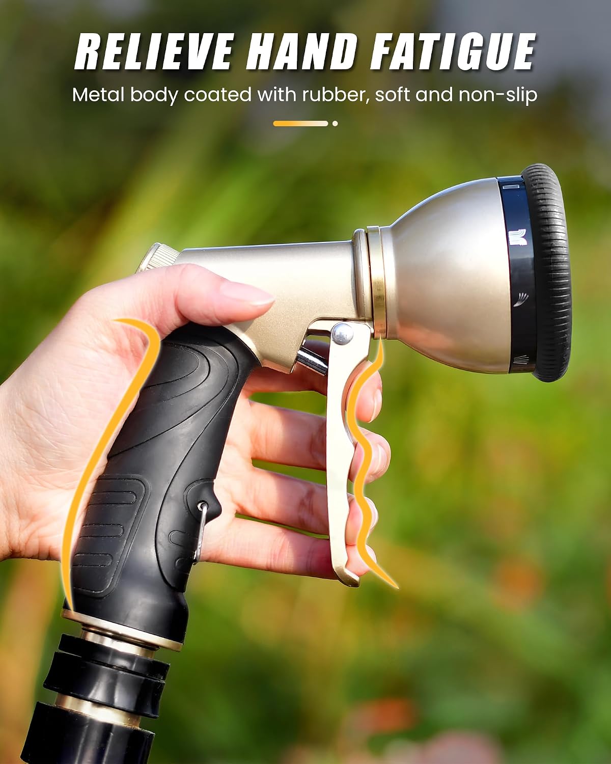 RAINPOINT Garden Hose Nozzle, Heavy Duty Metal Hose Sprayer Nozzle, 9 Adjustable Spray Patterns, High Pressure Hose Sprayer for Watering Plants, Lawns, Car and Pet Washing (Green)