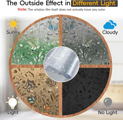 Frosted Glass Window Privacy Film Decorative with Tools, 2 Way Frosting Privacy Film for Glass Door, Static Cling Tint for Home Anti-UV, Covering Clings 23.6" by 77"