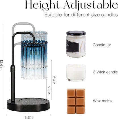 Candeldo Candle Warmer Lamp with Timer: Black Wax Melt Warmer | Height Adjustable, Dimmable, with 2 Bulbs, Modern Farmhouse Decor for Home, Bedroom, Gifts for Women, Birthday, Housewarming