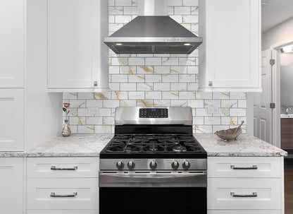 StyloVue 100 Pieces Peel and Stick Backsplash for Kitchen, 3" x 6" PVC Subway Tile, Glossy White with Dark Gray Grout, Self Adhesive Stick on Wall Tiles for Kitchen, Bathroom, Fireplace, RV