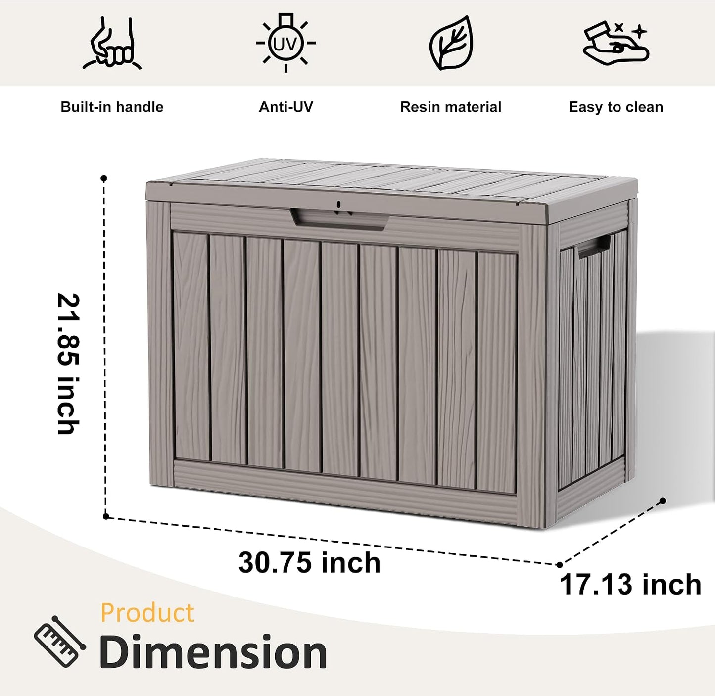 Package Delivery Box, Lockable Resin Outdoor Package, Waterproof Deck Box for Porches, Patios, Indoor & Outdoor Use (70 Gallon, Grey)