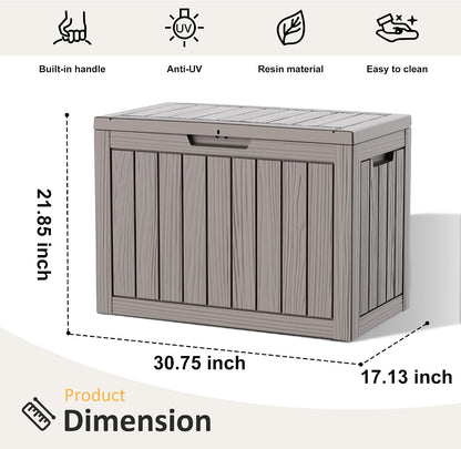 Package Delivery Box, Lockable Resin Outdoor Package, Waterproof Deck Box for Porches, Patios, Indoor & Outdoor Use (70 Gallon, Grey)