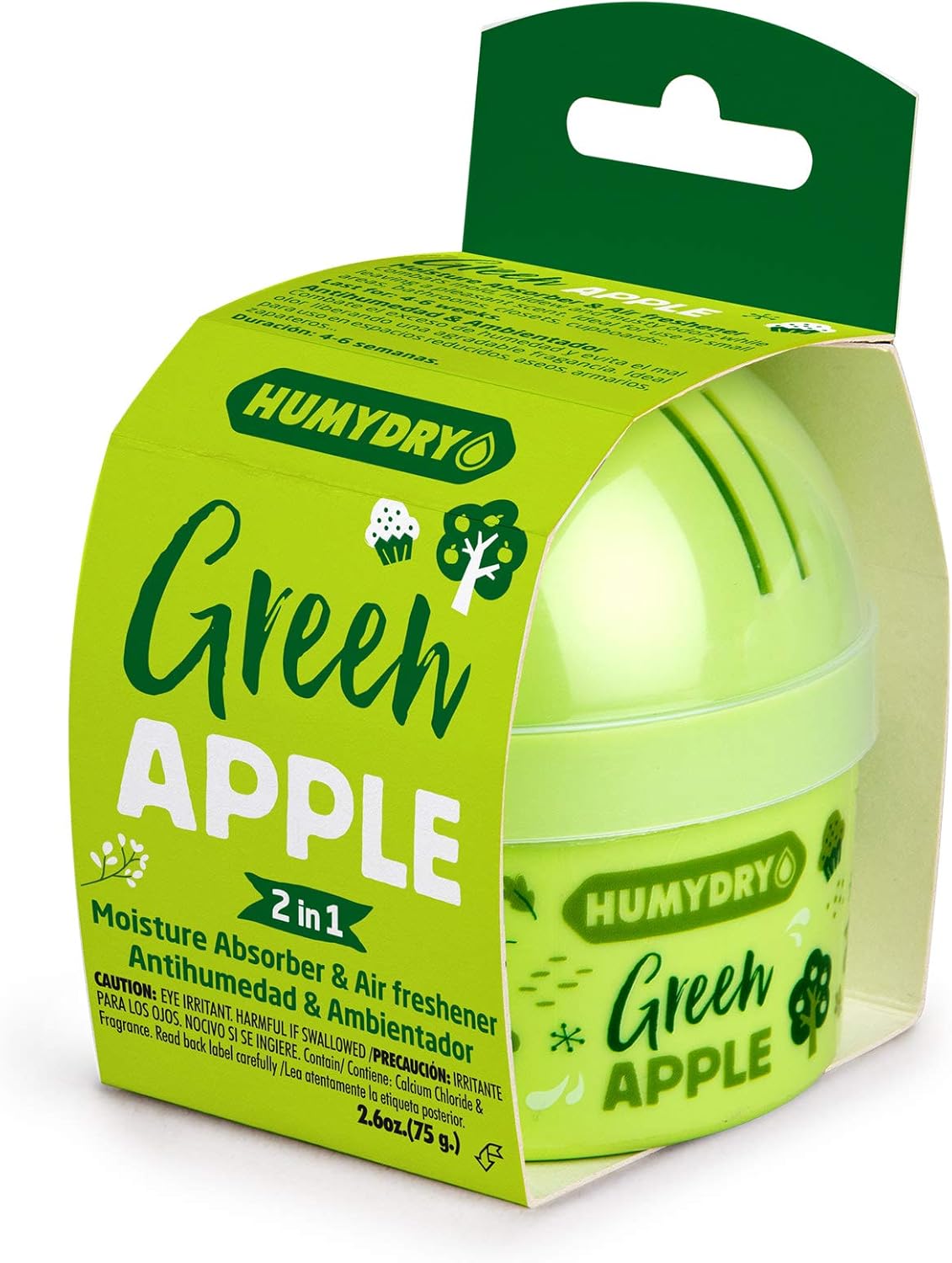 HUMYDRY Moisture Absorber Device, Mini Pack of 12 2.6oz, Up to 500 Days of Moisture and Humidity Control, Fights Summer Humidity, Green Apple Air Freshener, Small Space Dehumidifier, Non Electric