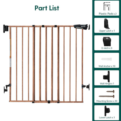 Babelio Baby Gate for Stairs, Kitchen & Doorways, No Bottom Bar| One-Handed Operation| Auto-Close| Hardware Mount (Drill Needed) Safety Dog/Pet Gate (Black - B17, 26-43" W, 28" H)