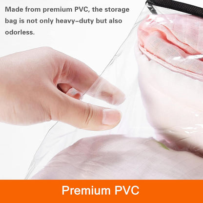 Vieshful 3 Pack Clear Clothes Storage Bag, 40L Plastic Blanket Storage Bag with Zipper, Foldable Closet Organizer, Moving bags for Comforter, Blanket, Bedding, Duvet, Toys