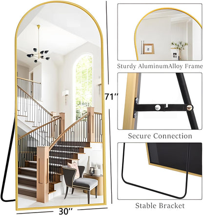 OGCAU Floor Full Length Mirror, 56"x20" Arched Full Body Mirror, Hanging or Leaning, Standing, Wall Mounted with Aluminum Frame for Bedroom Living Room, White