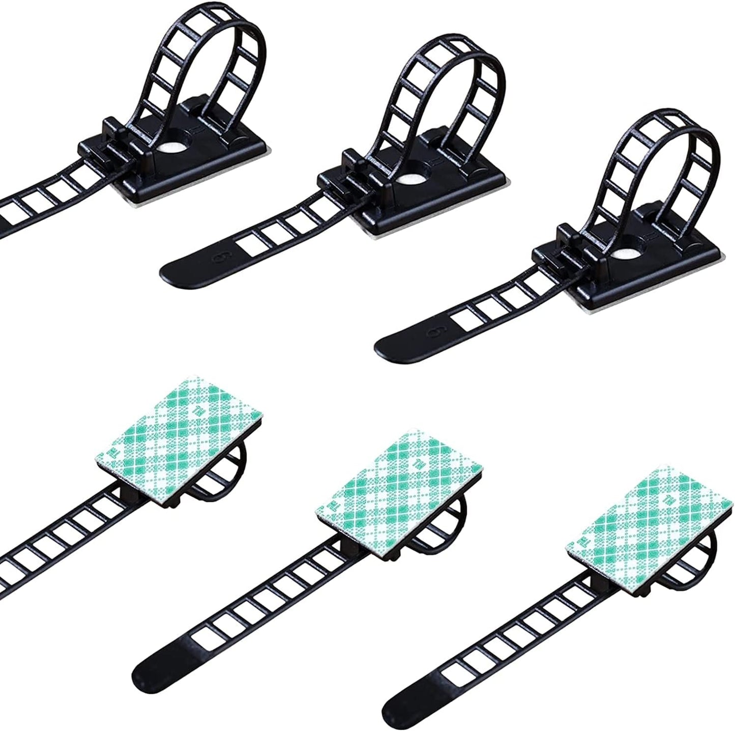 25 Pieces Desk Wire Organizer Cable Ties Zip Ties Adhesive Cord Clips Cable Management Cord Keeper Desk Wire Management | Compact 25-pack for desks, entertainment centers, and small home cable setups; adjustable nylon straps release for reuse.