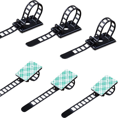 25 Pieces Desk Wire Organizer Cable Ties Zip Ties Adhesive Cord Clips Cable Management Cord Keeper Desk Wire Management | Compact 25-pack for desks, entertainment centers, and small home cable setups; adjustable nylon straps release for reuse.
