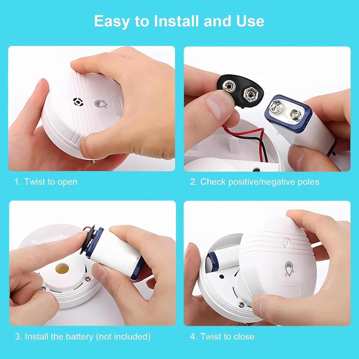 Water Leak Detector 4 Packs, Lound Sound Sensor Alarm, Home Water Flooding Monitor Sink Overflow Monitoring Wet Moisture Alert Pipe Leakage Drip Detection Warning for Basement, Laundry, Bathroom