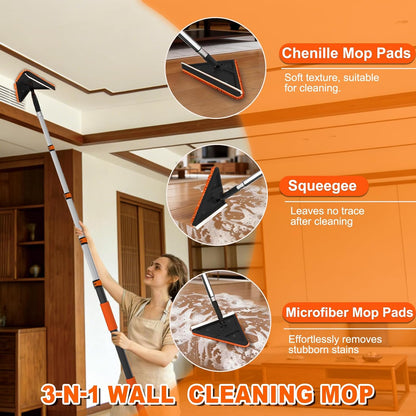 SISUPASSIE 20FT Duster Cleaner Kit, Dusters for Cleaning with Extension Pole, Baseboard & Wall and Window Cleaner Mop for Fan Blades, High Ceiling and Cobweb